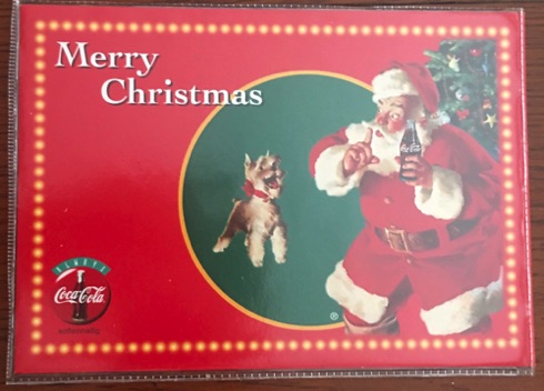 02331-1 € 0,50 coca cola ansichtkaart 10x15cm kerstman met hond
